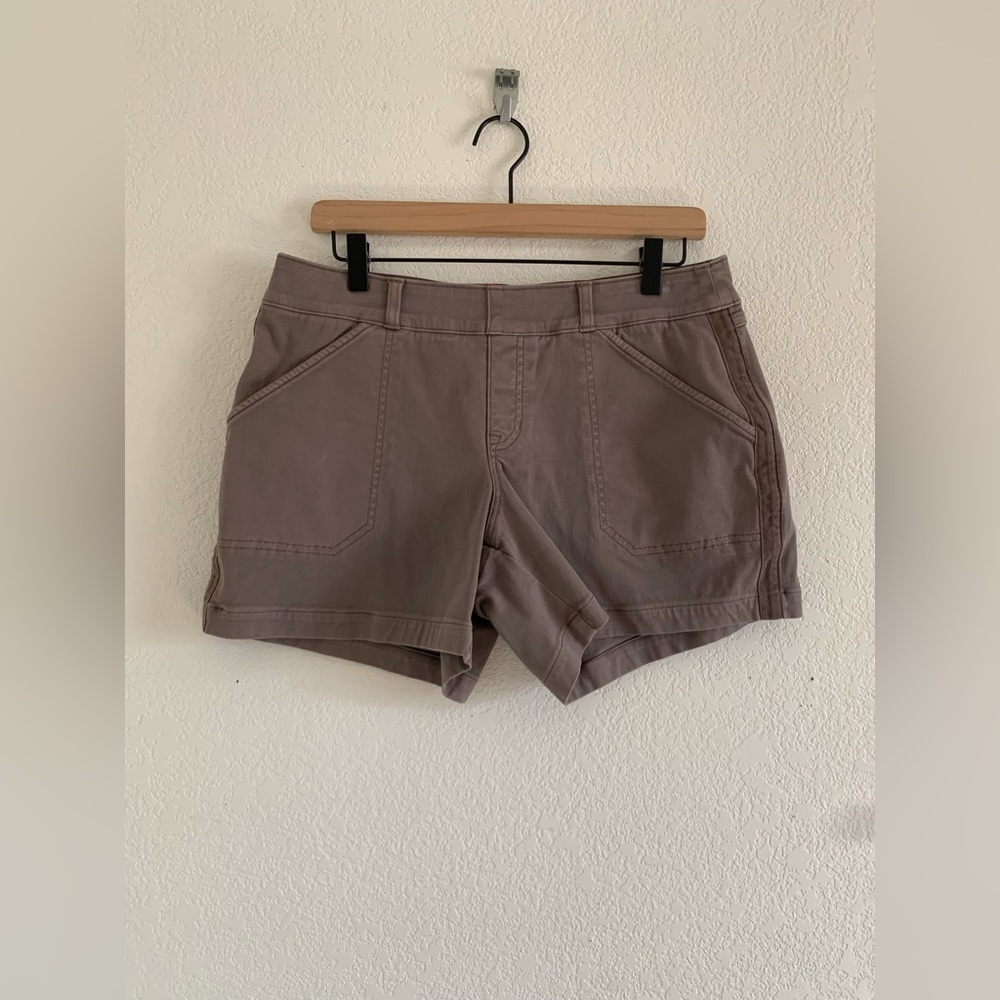 Spanx Stretch Twill Shorts 4” Brown - Women’s Size Large Cotton Blend